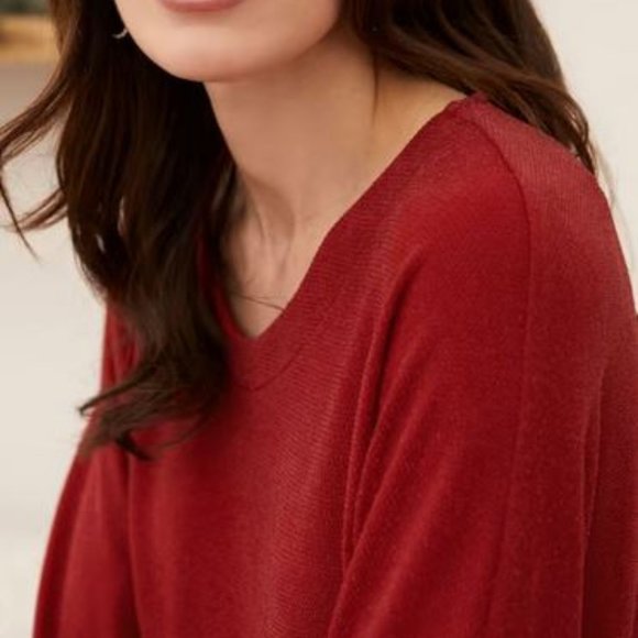 LAURA:  Tie Detail 3/4 Sleeve Top - red - Picture 5 of 8